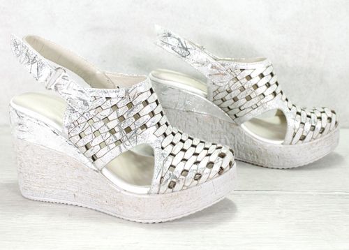 Sandale de dama din piele naturala cu platforma alb - model Florence